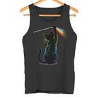 Schwarze Katze Regenbogen Licht Prisma Wissenschaft Tank Top