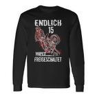 Endlich 15 Moped Freigeschaltet Geburtstag Mopedfahrer Langarmshirts