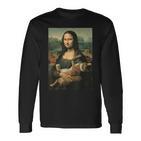 Mona Lisa Mit Orangefarbener Katze Lustige Kunstmalerei Langarmshirts