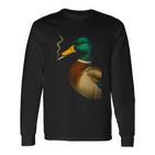 Stockente Ente Raucht Eine Zigaretteintage Lustige Ente Jagd Langarmshirts