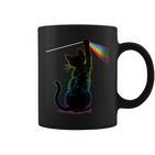 Schwarze Katze Regenbogen Licht Prisma Wissenschaft Tassen