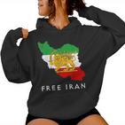 Iran Flagge Karte Löweonnechwert Free Iran Unterstützung Frauen Des Iran Kapuzenpullover für Damen