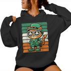 Katze Irisches Kleeblatt Männer Frauen Kinder Lustigt Patrick's Day Kapuzenpullover für Damen