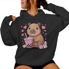 Süßer Capybara Bubble Tea Capybara Kinder Mädchen Kapuzenpullover für Damen