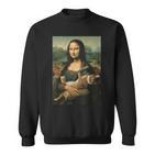 Mona Lisa Mit Orangefarbener Katze Lustige Kunstmalerei Sweatshirt
