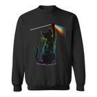 Schwarze Katze Regenbogen Licht Prisma Wissenschaft Sweatshirt