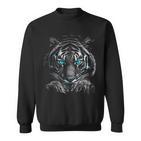 Tigerporträt Tierliebhaber-Grafik Mit Blauen Augen Motiv Tiger Sweatshirt