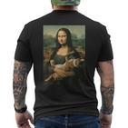 Mona Lisa Mit Orangefarbener Katze Lustige Kunstmalerei T-Shirt mit Rückendruck