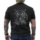 Tigerporträt Tierliebhaber-Grafik Mit Blauen Augen Motiv Tiger T-Shirt mit Rückendruck