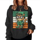 Katze Irisches Kleeblatt Männer Frauen Kinder Lustigt Patrick's Day Sweatshirt Frauen