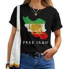 Iran Flagge Karte Löweonnechwert Free Iran Unterstützung Frauen Des Iran T-shirt Frauen