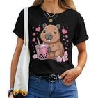 Süßer Capybara Bubble Tea Capybara Kinder Mädchen T-shirt Frauen