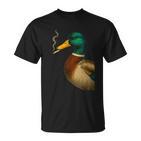 Stockente Ente Raucht Eine Zigaretteintage Lustige Ente Jagd T-Shirt