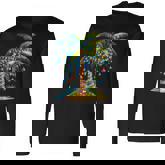 Tropical Christmas Hawaiian Santa Xmas Lights Palm Tree Long Sleeve T-Shirt