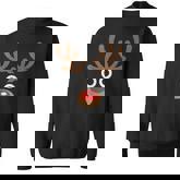 Reindeer Face Deer Red Nose Brown Christmas Sweatshirt