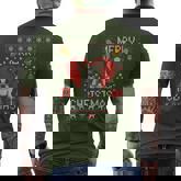 French Bulldog Santa Hat Frenchie Dog Ugly Christmas Sweater Men's T-shirt Back Print