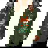 Fox Christmas Tree Pajamas Girls Boys Xmas Lights Women Sweatshirt