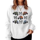 Checkered In My Monster Truck Mama Era Monster Truck Mom Women Sweatshirt