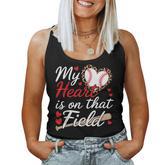 My Heart Is On That Field Cute Baseball Mom Baseball Grandma Women Tank Top