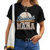 Vintage Baseball Mama Game Day Baseball Season Sports Mom Women T-shirt
