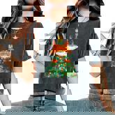 Fox Christmas Tree Pajamas Girls Boys Xmas Lights Women's Oversized Comfort T-Shirt