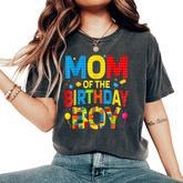 Mom Of The Birthday Boy Birthday Building Block Women's Oversized Comfort T-Shirt