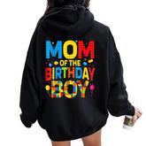 Mom Of The Birthday Boy Birthday Building Block Women Oversized Hoodie Back Print