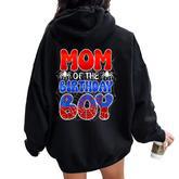 Mom Of The Birthday Boy Spider Web Family Matching Women Oversized Hoodie Back Print