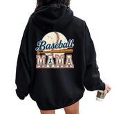 Vintage Baseball Mama Game Day Baseball Season Sports Mom Women Oversized Hoodie Back Print