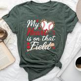 My Heart Is On That Field Cute Baseball Mom Baseball Grandma Bella Canvas T-shirt