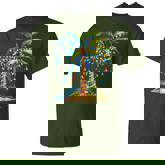 Tropical Christmas Hawaiian Santa Xmas Lights Palm Tree T-Shirt