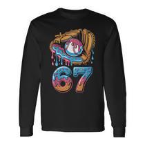 Baseball Drip Number 67 Player Or 67Th Birthday Long Sleeve T