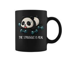 Panda The Struggle Is Real Weightlifting Fitness Gym Coffee Mug - Seseable