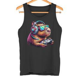 Capybara Lustigeideospiele Gamer Gaming Capybara Zocken Tank Top - Seseable
