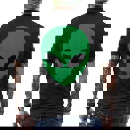 Alien Head Grün Alien Grau T-Shirt mit Rückendruck - Seseable