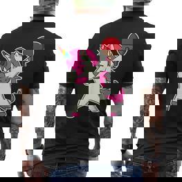 Lustig Tischtennis Dabbing Einhorn Tischtennispieler T-Shirt mit Rückendruck - Seseable