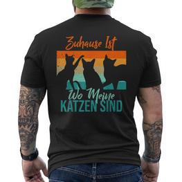 Zuhause Ist Wo Meine Katzenind Katze T-Shirt mit Rückendruck - Seseable