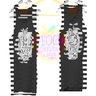 100 Days Of School Apple Teacher Student Kids Groovy Retro Tank Top | Mazezy