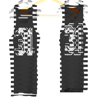 31 Number Thirty-One Team Sports Grunge Varsity Matching Tank Top | Mazezy
