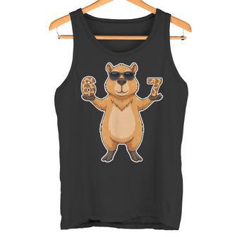 67 Capybara Sunglasses Gen Alpha Slang Six Seven Meme Tank Top | Mazezy