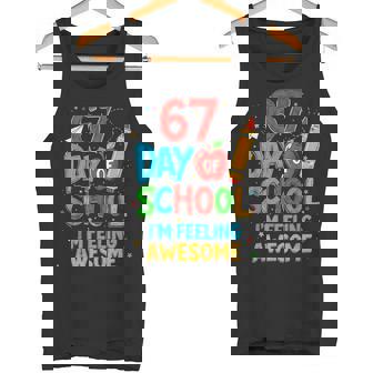 67 Days Of School Feeling Awesome Meme 100th Day Of School Tank Top | Mazezy