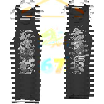 67 Meme T Rex Dinosaur Monster Truck Six Seven Boys Youth Tank Top | Mazezy