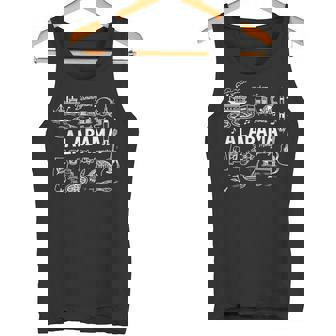 Alabama USA State Symbols Vintage Souvenir Cute Doodle Tank Top | Mazezy