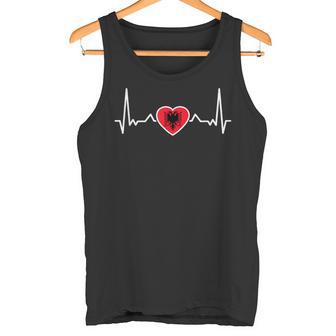 Albania Heartbeat Albanian Flag Tank Top | Mazezy