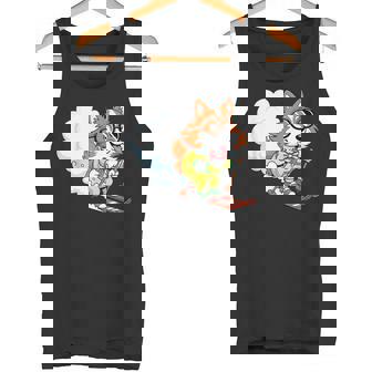 Alpine Ski Dog Nerdy Corgi Bow Tie Glasses Tank Top | Mazezy