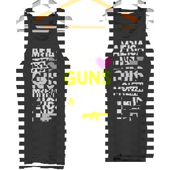 America Loves Guns More Than Kids Protest Graphic Tank Top | Mazezy