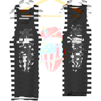 American Flag Football Light Christmas Hat Tank Top | Mazezy