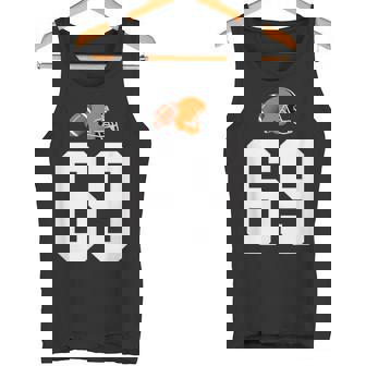 American Football Helmet Style Vintage Number 69 Tank Top | Mazezy