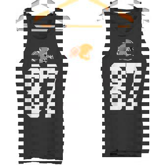 American Football Helmet Style Vintage Number 87 Tank Top | Mazezy