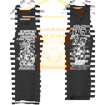 Aussie Dad Australian Shepherd Dog Father's Day 90s Bootleg Tank Top | Mazezy